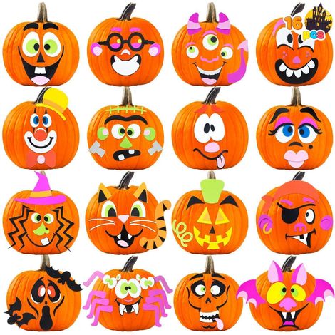 Halloween Kürbis Aufkleber Set 16 Stück Schaumstoff Bastelset Kinder