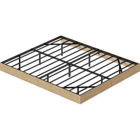 Cama plataforma 180 x 200 cm en MDF y metal, diseño flotante, LED, roble claro (1/5)