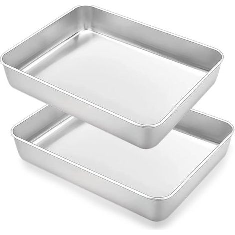 pezzi teglia da forno, teglia rettangolare da forno, 30 x 25 x 5,5 cm, teglia per torte, acciaio inox, pirofila da forno, lavabile in lavastoviglie, pirofila profonda, teglia per grasso, teglia da for (1/5)