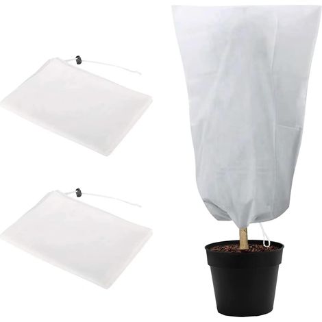 Housse de protection pour plantes d'hiver, Housse d’Hivernage pour plantes de jardin éutilisable, fermeture éclair et cordon de serrage - Blanc - 2 Pack 120 x 180cm (1/4)