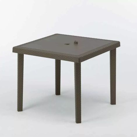Mesa en Polyrattan para exterior cuadrada 90x90 Grand Soleil Boheme - Marrón (1/4)