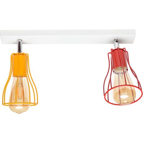 Helam TUBE Semi Plafonnier Blanc, , Orange, Rouge 40cm