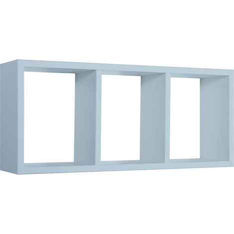 Mensola cubo 3 scomparti scaffale azzurro soggiorno salotto camera moderno Tristano