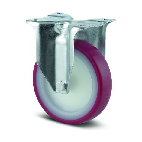 Roulette fixe polyuréthane rouge - charge standard - ø 80 mm - Alpha