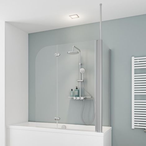 Schulte – Pare-baignoire pliant 2 volets 70 x 115 x 140 cm – Verre de sécurité 5 mm – Profilé alu-argenté – Montage mural réversible