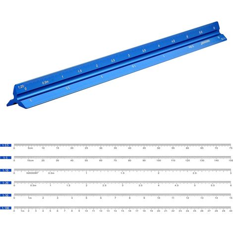 Règles Aluminium Echelle règle triangulaire échelle Triangle 1: 2.5, 1: 5, 1: 10, 1: 20, 1: 50, 1: 100 gravé au laser
