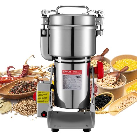 VEVOR Macina Spezie Elettrico Commerciale da 800 g, Polverizzatore in Acciaio Inossidabile ad Alta velocita da 2100 W, per Cereali Secchi, Spezie, Cereali, Caffe, Mais e Pepe, Tipo Oscillante (1/4)