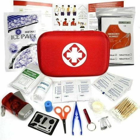 Mini caja semirrígida roja impermeable, bolsa de emergencia médica, actividades al aire libre, primeros auxilios para el hogar. Incluye solo el botiquín de primeros auxilios, no contiene medicamentos. (1/2)