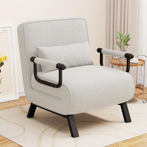 4-in-1 Schlafsessel Grau, Schlafsofa mit Bettfunktion, verstellbare Rückenlehne, platzsparend (1/5)