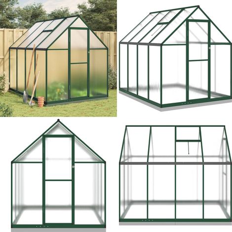 Gewächshaus mit Fundamentrahmen Grün 224x169x202 cm Aluminimum - Gehäuse - Gewächshaus - Gartenhaus - Polycarbonat - Alu - Home & Living