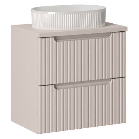 Ensemble Meuble Salle de Bain 2 tiroirs + Vasque + Plateau L 60 x P 40 x H 59,5 cm - Astral - Beige crème - Livraison gratuite (1/5)