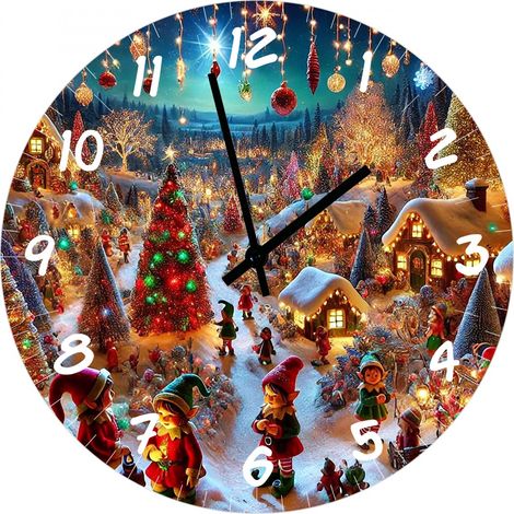 Horloge lutins de Noël en verre 29 cm (1/2)