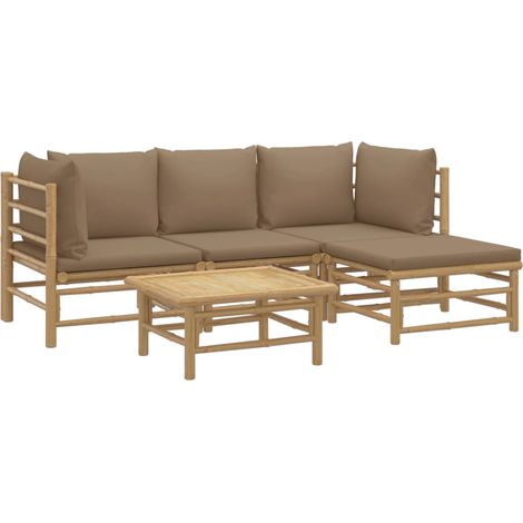Salon de jardin 5 pcs avec coussins taupe bambou vidaXL