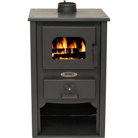 Divina Fire Stufa a Legna Catia - Nero - 7kw - 47x37x80 cm (1/4)