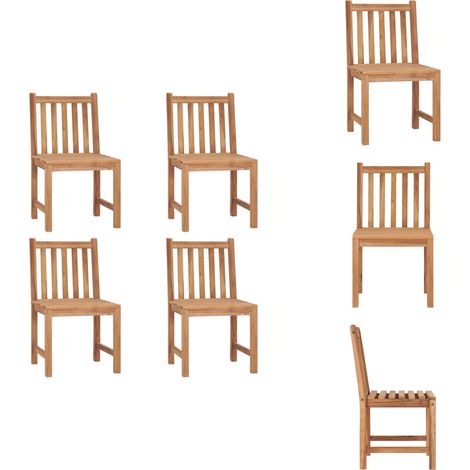 Chaises de jardin lot de 4 Bois de teck solide - Chaise De Jardin - Mobilier De Jardin - Chaise En Bois - Fauteuil De Jardin - Terrasse (1/5)