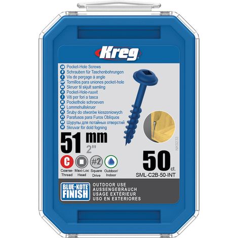 Taschenlochschraube 51 mm Blue-Kote™ Maxi-Loc, Außengewinde, 50 - KREG - SML-C2B-50-INT