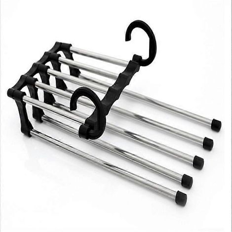 Étagère porte-pantalons 5 en 1 en acier, cintre multifonctionnel pour penderie, 1 pièce (1/5)