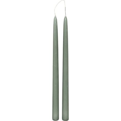Lot de 2 Bougies Bâton "Hugo" 30cm Vert Céladon (1/2)
