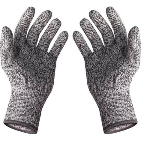 Une paire de gants anti-coupure grade 5, cuisine de qualité alimentaire protection anti-coupure abattage jardinage pêche gants de travail du bois (M)