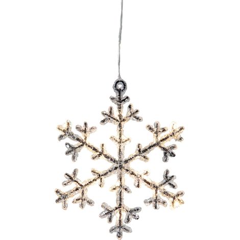Deko-Licht ,Icy' mit Batterien und Timer, Weihnachtsbeleuchtung mit Schneeflocke, transparent, warmweiß, H 20cm (1/4)