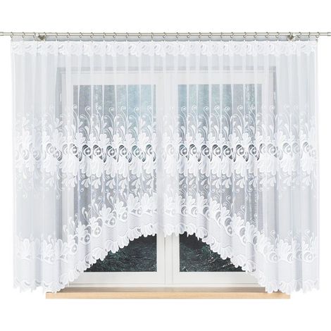 Kasjana - rideau prêt à poser - blanc - motif classique - 400x160 (1/5)
