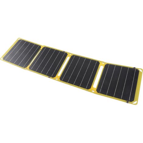 Ortviai Panneau Solaire Pliable 40 W avec 2 USB, Étanche ETFE, Jaune Fluorescent, pour Voyages et Randonnée (1/5)