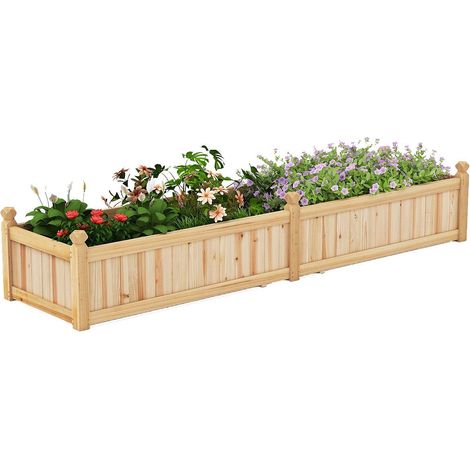 Letto da giardino rialzato in legno con divisorio drenaggio 227x595x40 cm