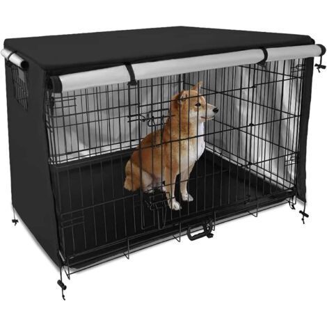 Bache Cage Chien. Tissu Oxford 210D Double Porte Housse pour Cage a Chien. Matériau Durable Imperméable Ombrage Respirant Bâche de Protection Cage Chien (95 X 61 X 64cm) (1/5)