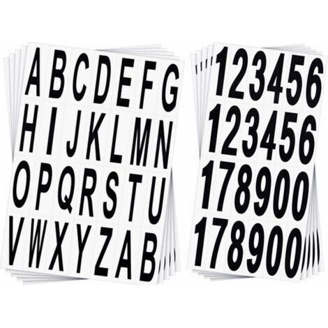 Lot de 10 feuilles autocollantes de numéros et lettres en vinyle noir – Taille 6,7 x 2,2 cm – Pour boîte aux lettres, porte, véhicule