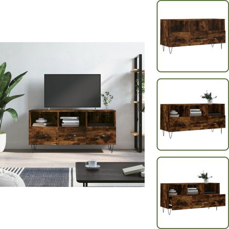 TV-Schrank Räuchereiche 102x36x50 cm Holzwerkstoff - TV Schrank - Fernsehtisch - Regal - Wohnzimmermöbel - Holzmöbel (1/5)