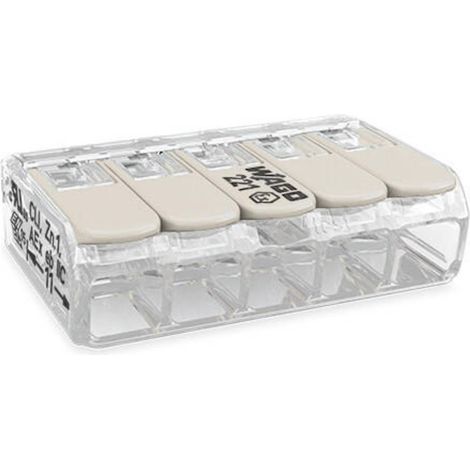 WAGO 221-485 Morsetto flessibile: 0.20-4 mm² rigido: 0.20-4 mm² Numero Poli (num): 5 1 pz. Trasparente, Bianco (1/2)