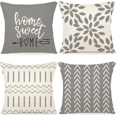 Set of 4 Decorative Cushion Cover 45x45CM Sofa Pillowcase Decoration Sofa Outdoor Linen Cushion Covers Cushion Cover Decoration for Bedroom, Sofa, Chair, Bed,45x45CM (1/4)