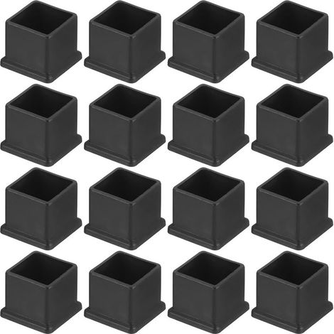 16 pezzi di tappi quadrati in PVC per gambe di sedie, 30 mm x 30 mm di diametro esterno, neri, per proteggere le gambe di tavoli e mobili, coprigambe per sedie, protezioni per pavimenti (1/4)
