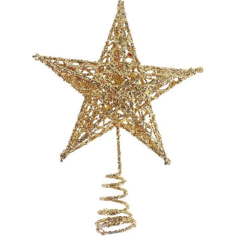 Étoile de sapin de 15 cm à 5 branches, pailletée et brillante, pour décorer votre sapin de Noël à la maison ou pour une fête (dorée).-12cm-Golden (1/2)