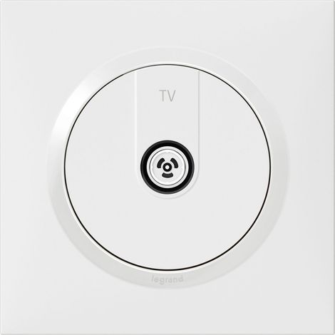 Legrand – Prise TV étoile blindée Dooxie – Plaque carrée blanche – Installation rapide – Optimisation signal TV UHD/4K – Atténuation < 1 dB