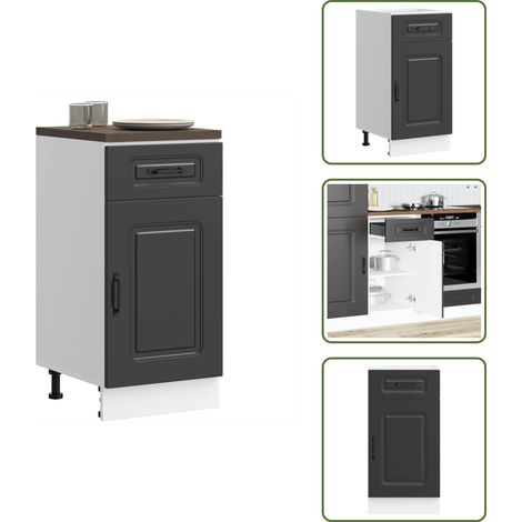 Madera de ingeniería - vidaXL Mueble bajo de cocina Kalmar madera de ingeniería negra - Gabinete de cocina negro