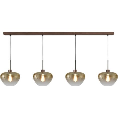 Suspension 4 lumières Genua marron avec verre doré Ø 29cm - 2971-15-15-160-4-29 (1/2)