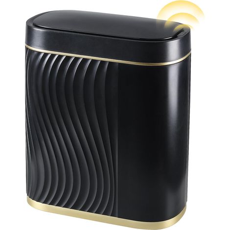 Poubelle Capteur 8L Étanche Noir pour Salle Bain Cuisine (1/5)