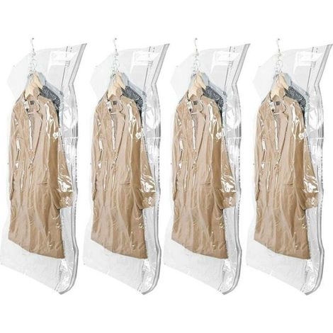 Vakuumbeutel zur Aufbewahrung von hängender Kleidung, 4er-Pack (105 × 70 cm), Vakuumbeutel für Anzüge, Mäntel und Jacken, sparen 80 % Platz, Kleiderschrank-Organizer (1/4)