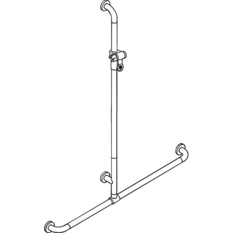 HEWI 801.35B440 92 Poignée de baignoire/douche avec capuchon de fixation, acier inoxydable brossé, mat (1/3)