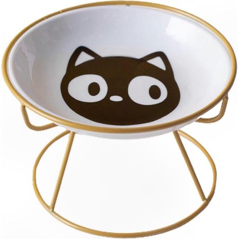 Erhöhte Keramiknäpfe für Katzen und Kleintiere, Anti-Reflux-Design, Nackenstütze, farbenfrohes Muster, 2er-Set (1/5)