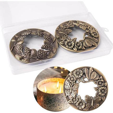 Couvercle Bougie Métal Cache Alliage Zinc - Bougies - Accessoires Pot Bronze (1/5)