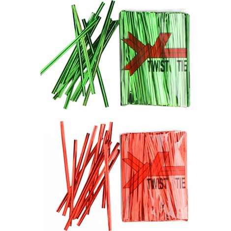 1600 Pièces Ruban à Nouer pour Cadeaux Ruban à Plier Sac Alimentaire Ruban D'emballage en Cellophane Utilisé pour Sceller Les Sacs et Décoration de Fête ( Vert + Rouge ) (1/5)