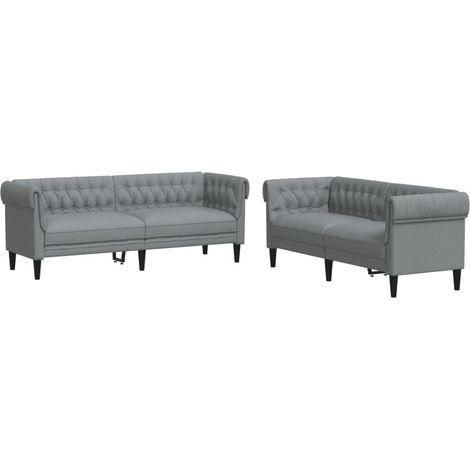 Maison Exclusive - Set di Divani 2 pz Grigio Chiaro in Tessuto
