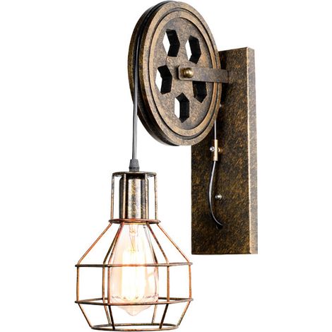 Wandleuchten Industrielle E27 Vintage Wandleuchten im Riemenscheibe aus Metall für Wohnzimmer Esszimmer Schlafzimmer (1/5)