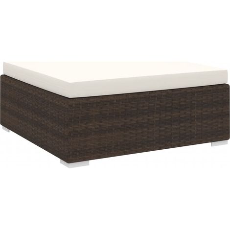 Modular-Fußhocker mit Kissen Poly Rattan Braun