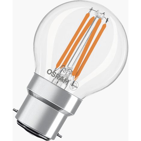 OSRAM Lampe LED Filament Star P40 Miniball 3,4 W 840, 4 000 K blanc froid, B22d, transparente, 470 lm, angle de faisceau 300° (1/4)
