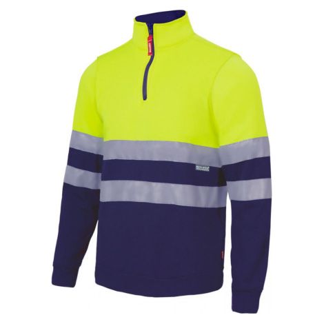 Sudadera bicolor alta visibilidad en punto afelpado VELILLA Serie 305701 S Amarillo flúor / Azul navy