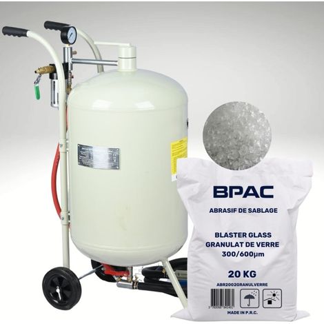Bpac – Sableuse mobile 75 L – Pression 4 à 7 bars – Débit 165 L/min – Inclus 4 buses céramiques et masque de protection