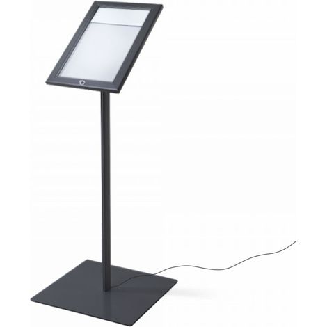 Espositore a Leggio con Piantana 29x47,7x2,3 cm in Alluminio con Led Porta Menù Nera (1/5)